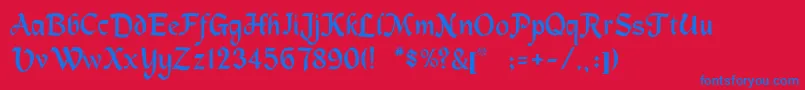 Machumaine Font – Blue Fonts on Red Background