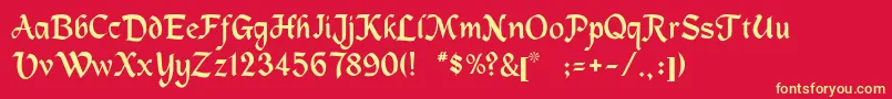 Machumaine Font – Yellow Fonts on Red Background
