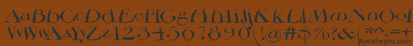 フォントBodoniflying – 黒い文字が茶色の背景にあります