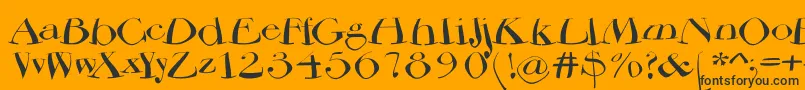 Bodoniflying-Schriftart – Schwarze Schriften auf orangefarbenem Hintergrund