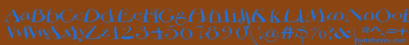 Bodoniflying Font – Blue Fonts on Brown Background