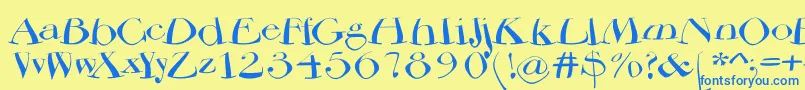 Bodoniflying Font – Blue Fonts on Yellow Background