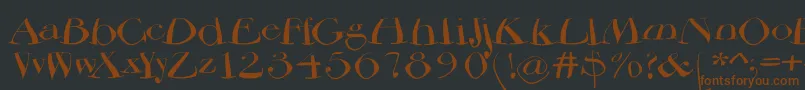 Bodoniflying-Schriftart – Braune Schriften auf schwarzem Hintergrund