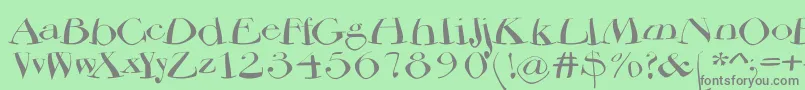 フォントBodoniflying – 緑の背景に灰色の文字