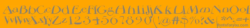 Bodoniflying-Schriftart – Graue Schriften auf orangefarbenem Hintergrund