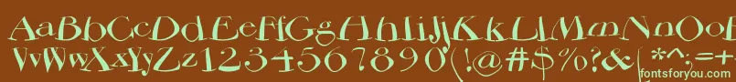 Bodoniflying-fontti – vihreät fontit ruskealla taustalla