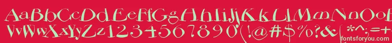 フォントBodoniflying – 赤い背景に緑の文字