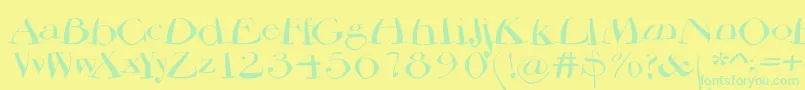 Bodoniflying Font – Green Fonts on Yellow Background