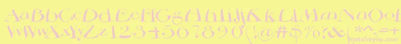 フォントBodoniflying – ピンクのフォント、黄色の背景