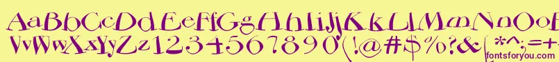 Bodoniflying Font – Purple Fonts on Yellow Background