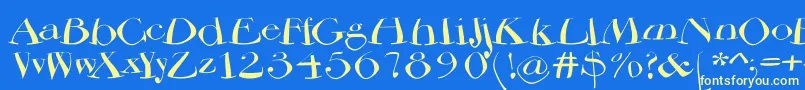 Bodoniflying Font – Yellow Fonts on Blue Background