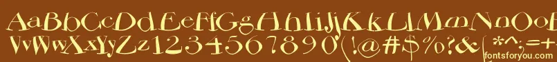 Bodoniflying-fontti – keltaiset fontit ruskealla taustalla
