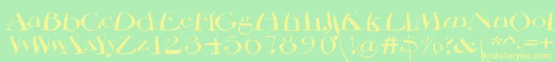 Bodoniflying Font – Yellow Fonts on Green Background