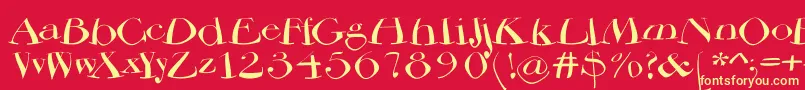 Bodoniflying Font – Yellow Fonts on Red Background