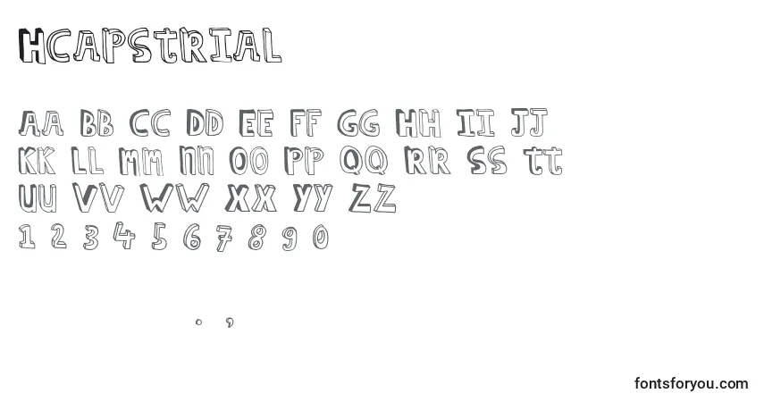 Czcionka Hcapstrial – alfabet, cyfry, specjalne znaki