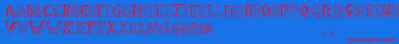 Hcapstrial Font – Red Fonts on Blue Background