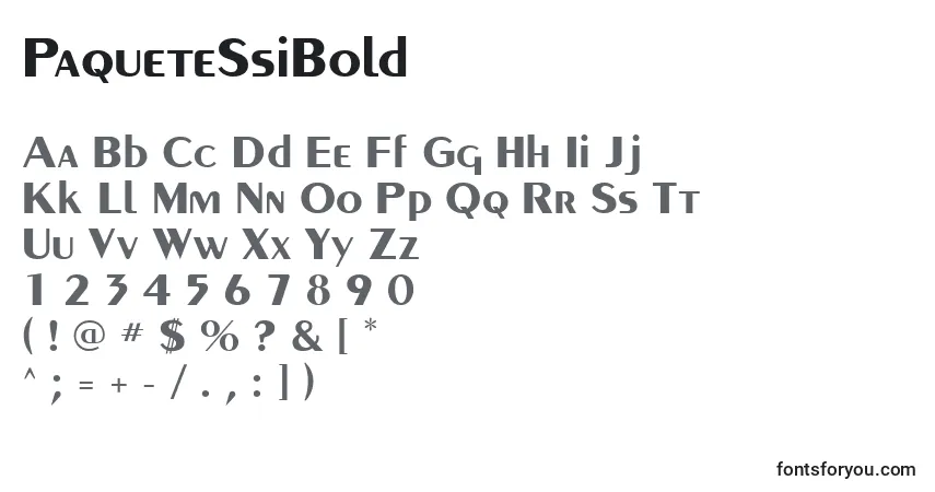 Шрифт PaqueteSsiBold – алфавит, цифры, специальные символы