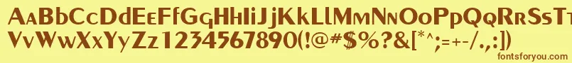 フォントPaqueteSsiBold – 茶色の文字が黄色の背景にあります。