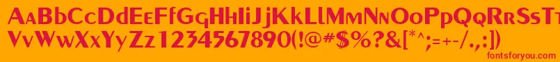 フォントPaqueteSsiBold – オレンジの背景に赤い文字