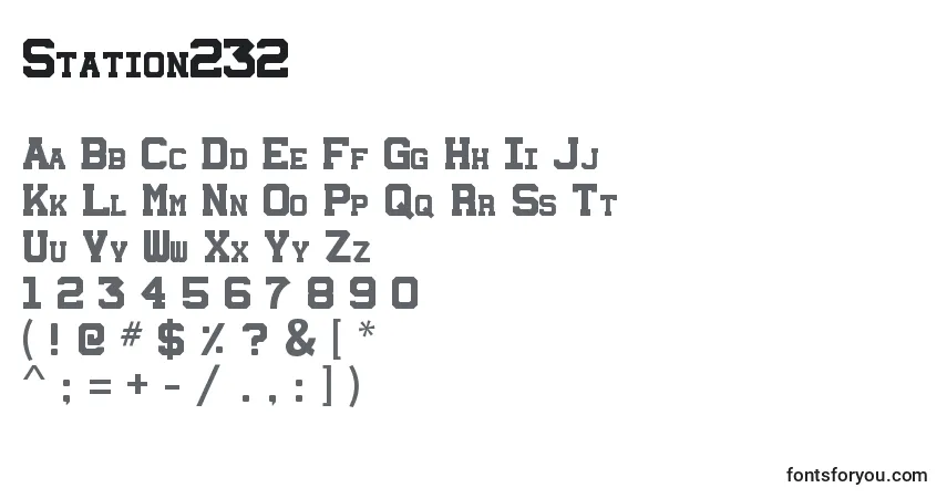 Schriftart Station232 – Alphabet, Zahlen, spezielle Symbole
