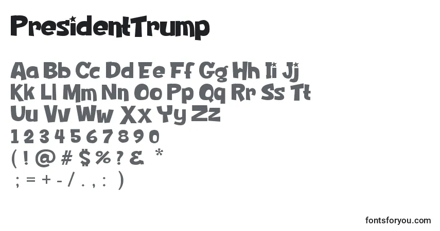 A fonte PresidentTrump – alfabeto, números, caracteres especiais