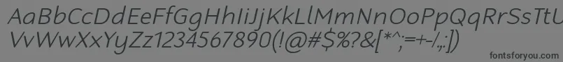 フォントRobagaRoundedLightItalic – 黒い文字の灰色の背景