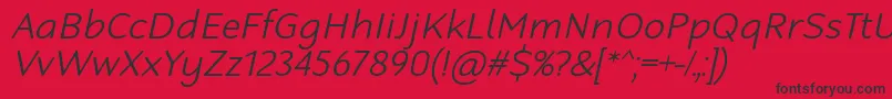RobagaRoundedLightItalic Font – Black Fonts on Red Background