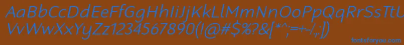 フォントRobagaRoundedLightItalic – 茶色の背景に青い文字