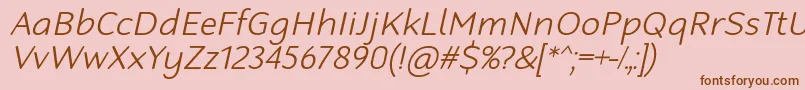 RobagaRoundedLightItalic-Schriftart – Braune Schriften auf rosa Hintergrund