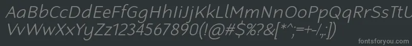 Czcionka RobagaRoundedLightItalic – szare czcionki na czarnym tle