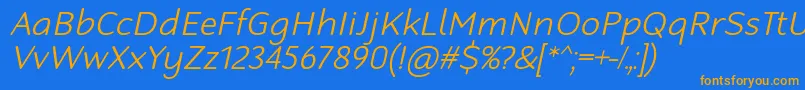 Fonte RobagaRoundedLightItalic – fontes laranjas em um fundo azul