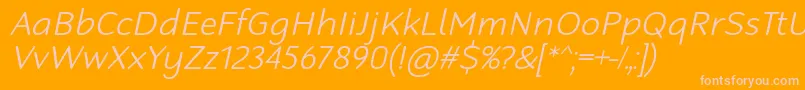 RobagaRoundedLightItalic-Schriftart – Rosa Schriften auf orangefarbenem Hintergrund