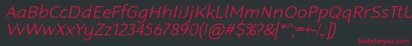 RobagaRoundedLightItalic Font – Red Fonts on Black Background