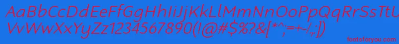フォントRobagaRoundedLightItalic – 赤い文字の青い背景