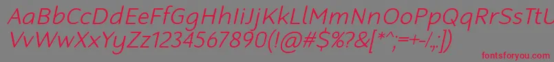RobagaRoundedLightItalic Font – Red Fonts on Gray Background