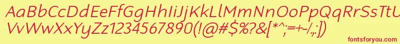 RobagaRoundedLightItalic Font – Red Fonts on Yellow Background