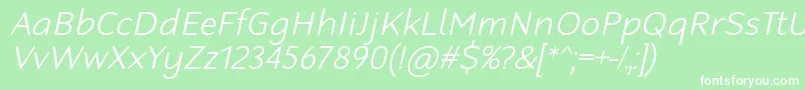 RobagaRoundedLightItalic Font – White Fonts on Green Background