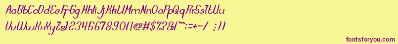 Weitere Informationen zur DreamReality-Schriftart DreamReality-Schriftart – Violette Schriften auf gelbem Hintergrund