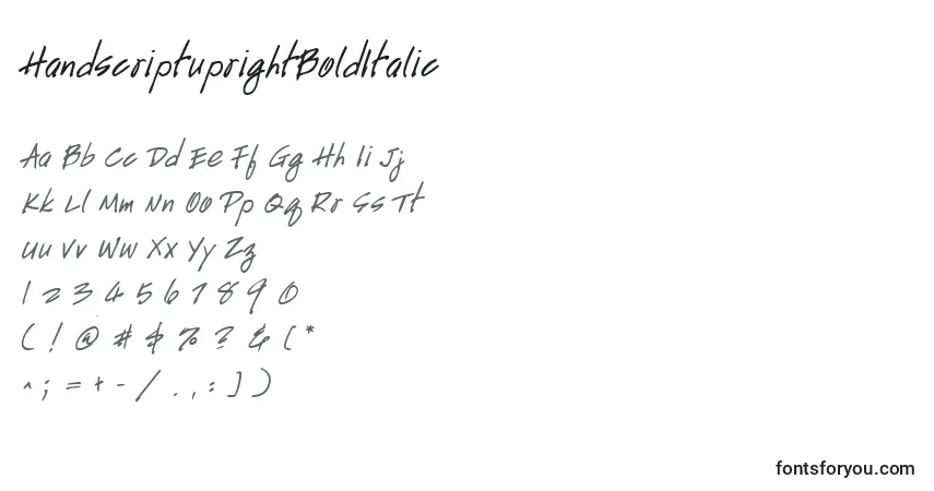 HandscriptuprightBoldItalic-fontti – aakkoset, numerot, erikoismerkit