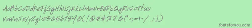 フォントHandscriptuprightBoldItalic – 緑の背景に灰色の文字