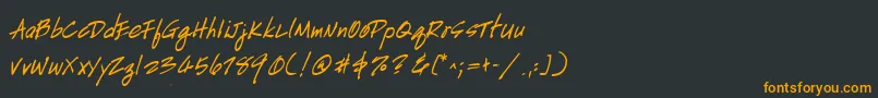 フォントHandscriptuprightBoldItalic – 黒い背景にオレンジの文字