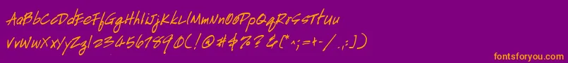 HandscriptuprightBoldItalic Font – Orange Fonts on Purple Background