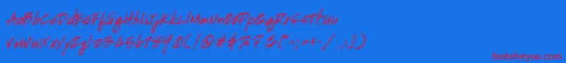 Шрифт HandscriptuprightBoldItalic – красные шрифты на синем фоне