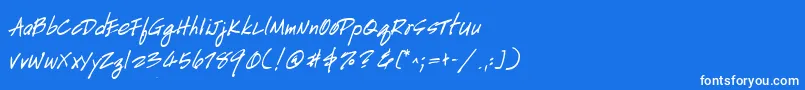 フォントHandscriptuprightBoldItalic – 青い背景に白い文字