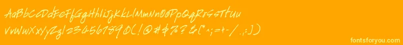 HandscriptuprightBoldItalic Font – Yellow Fonts on Orange Background