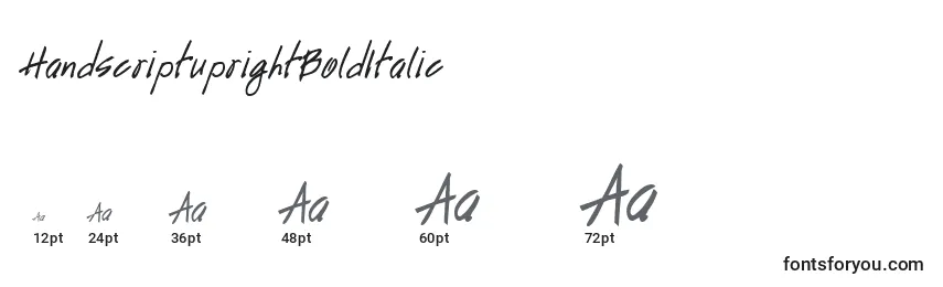 HandscriptuprightBoldItalic Font Sizes