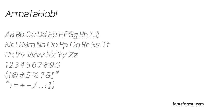 Шрифт Armatahlobl – алфавит, цифры, специальные символы