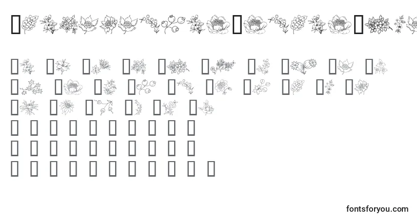 TraditionalFloralDesignフォント–アルファベット、数字、特殊文字