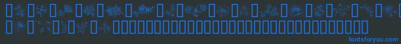 フォントTraditionalFloralDesign – 黒い背景に青い文字