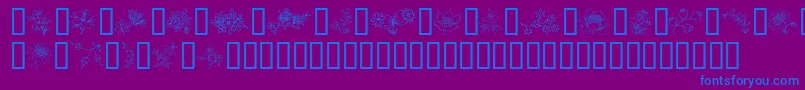 TraditionalFloralDesign-Schriftart – Blaue Schriften auf violettem Hintergrund